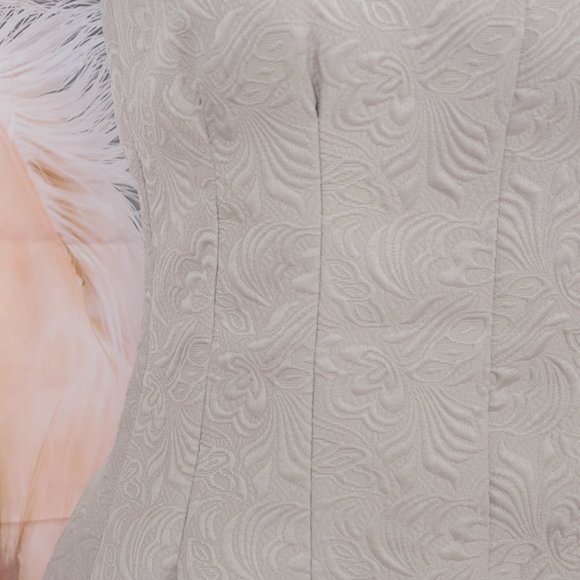 dina be Taupe Jeweled Neck Sleeveless Floral Embossed Size Small Retro Dress - Picture 5 of 10